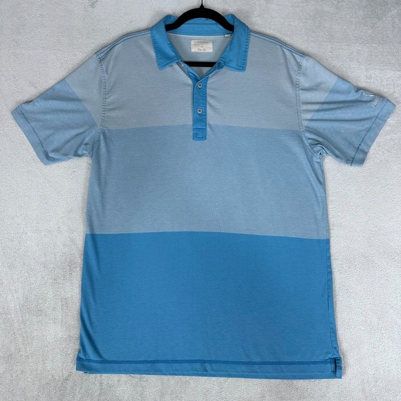 Linksoul Other - LinkSoul Tempus Fugit Golf Polo Shirt Men's L Light Blue Striped Short Sleeve